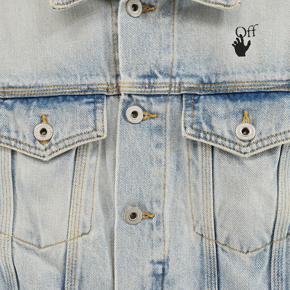 Off-White Virgil Period 21SS Monalisa Slim Denim Jacket Mona Lisa Graphic Logo Slim Denim Jacket Wash Blue - Pre-owned