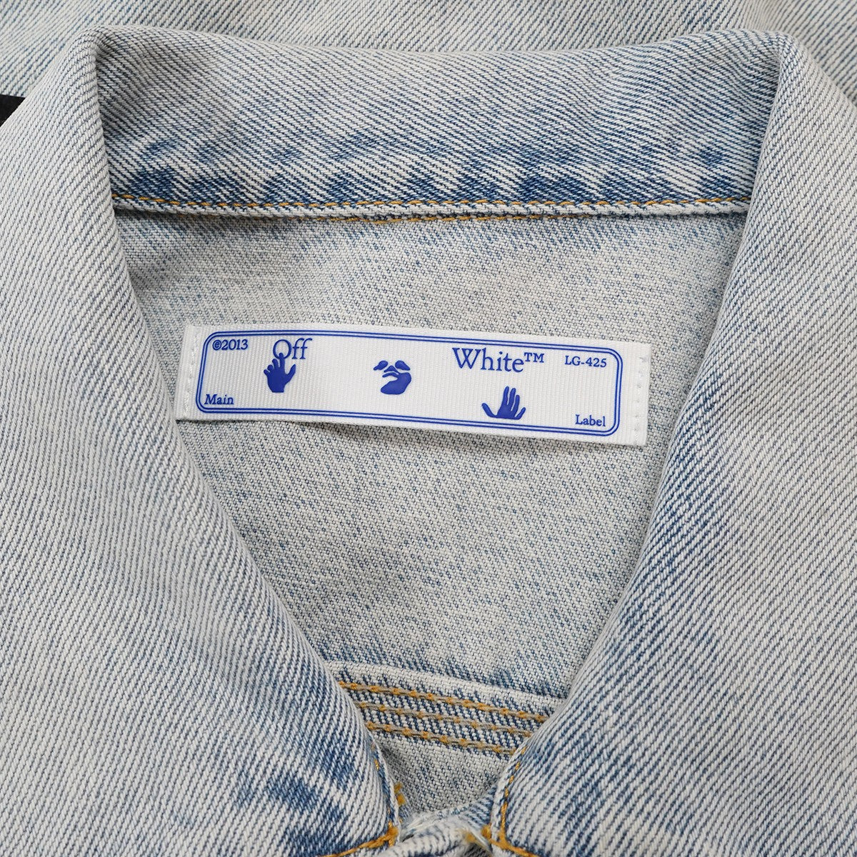 Off-White Virgil Period 21SS Monalisa Slim Denim Jacket Mona Lisa Graphic Logo Slim Denim Jacket Wash Blue - Pre-owned