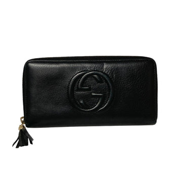 Gucci Round Zip Long Wallet Black - Pre-owned