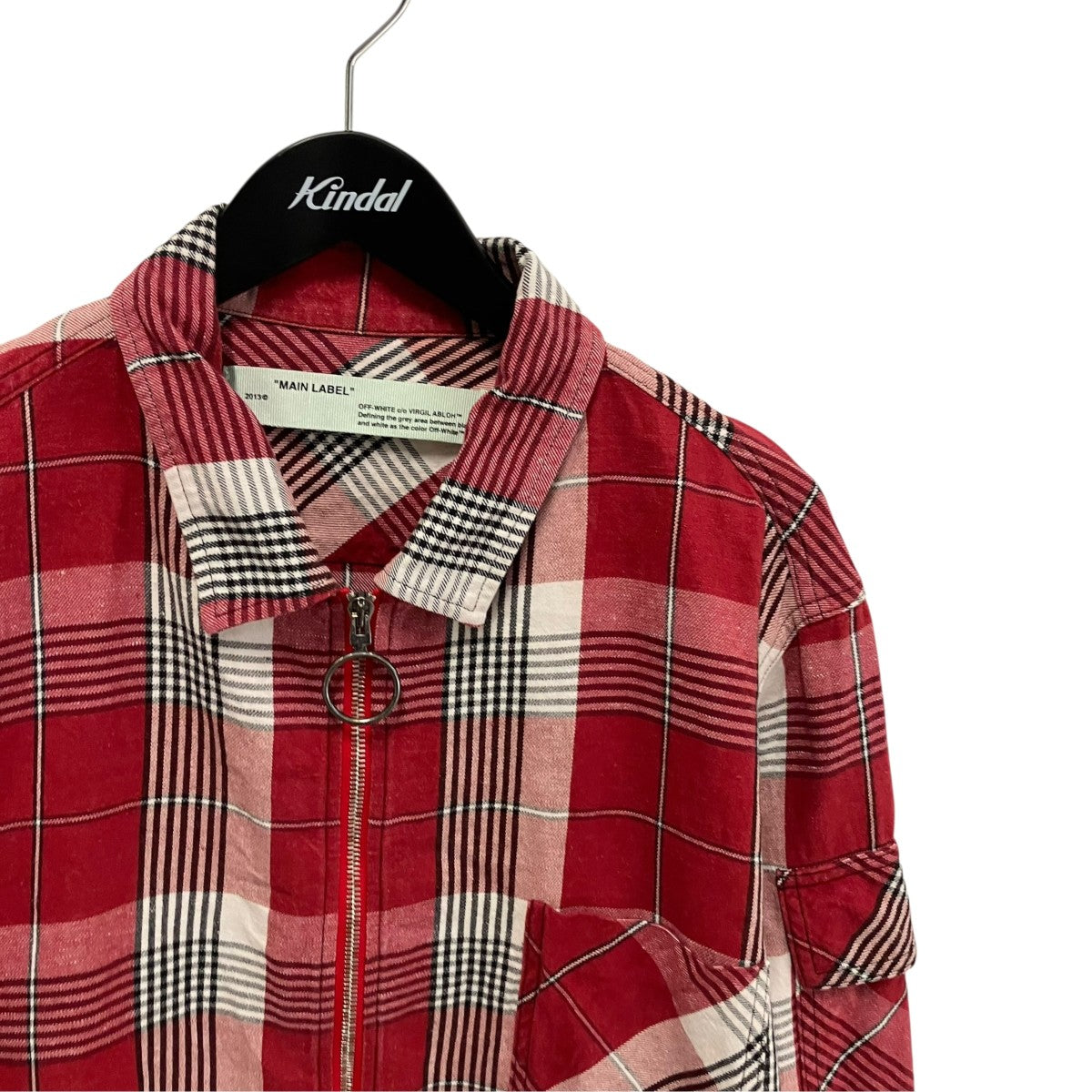 Off-White Diag Zip Check Shirt Jacket Red - Pre-owned