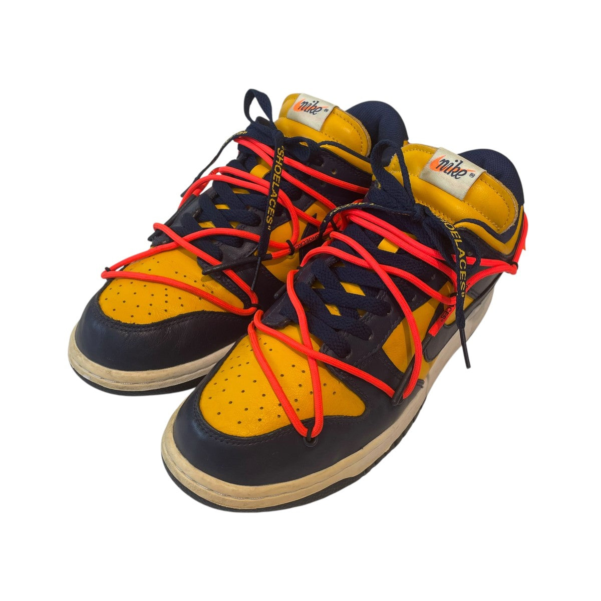 Nike x Off-White Dunk LOW Lthr OW Sneakers Yellow/Navy - Pre-owned