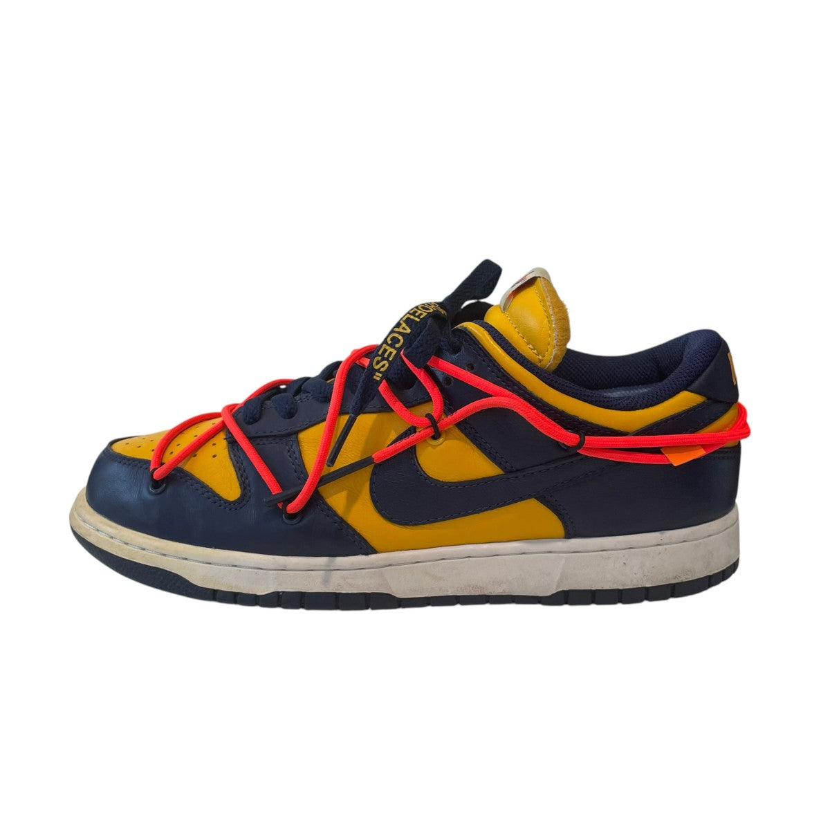 Nike x Off-White Dunk LOW Lthr OW Sneakers Yellow/Navy - Pre-owned