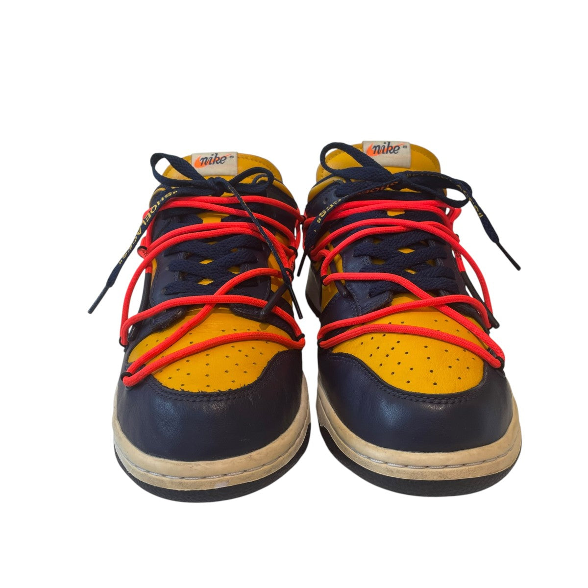 Nike x Off-White Dunk LOW Lthr OW Sneakers Yellow/Navy - Pre-owned
