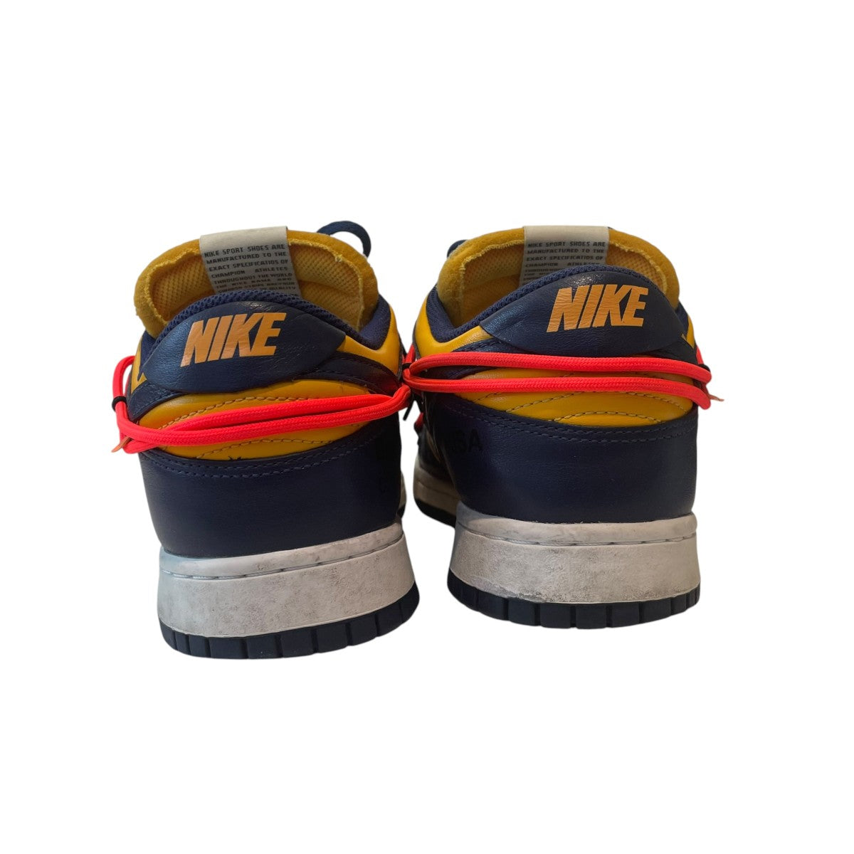 Nike x Off-White Dunk LOW Lthr OW Sneakers Yellow/Navy - Pre-owned