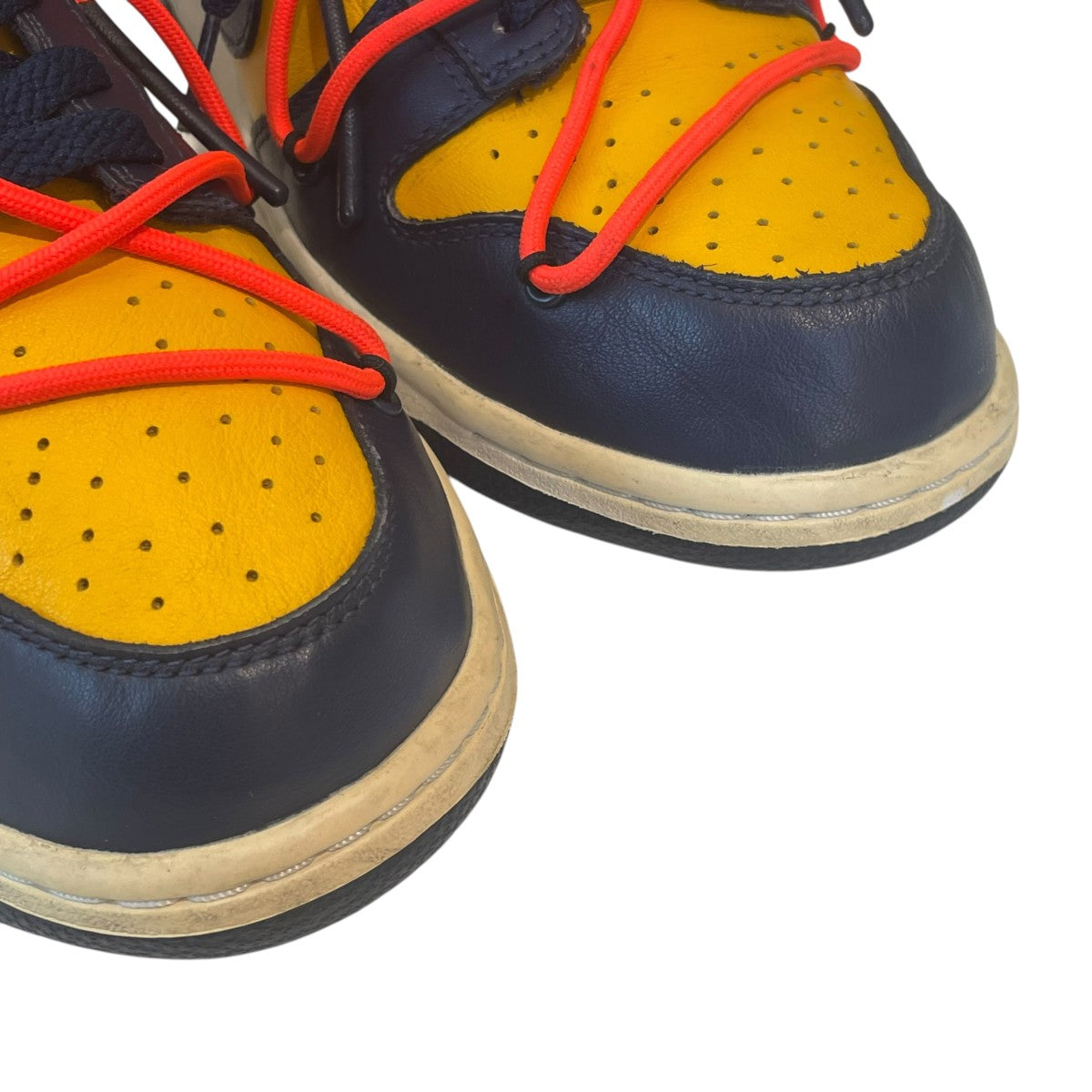 Nike x Off-White Dunk LOW Lthr OW Sneakers Yellow/Navy - Pre-owned