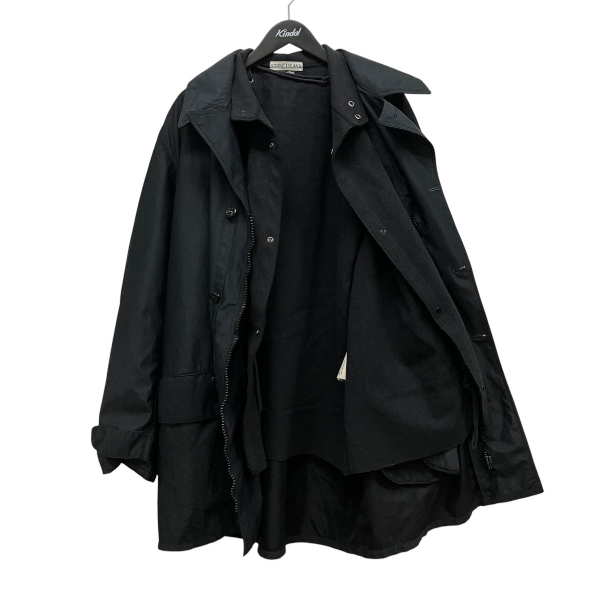 Stone Island Green Edge Trench Coat with Liner Navy (FW98) - Pre-owned