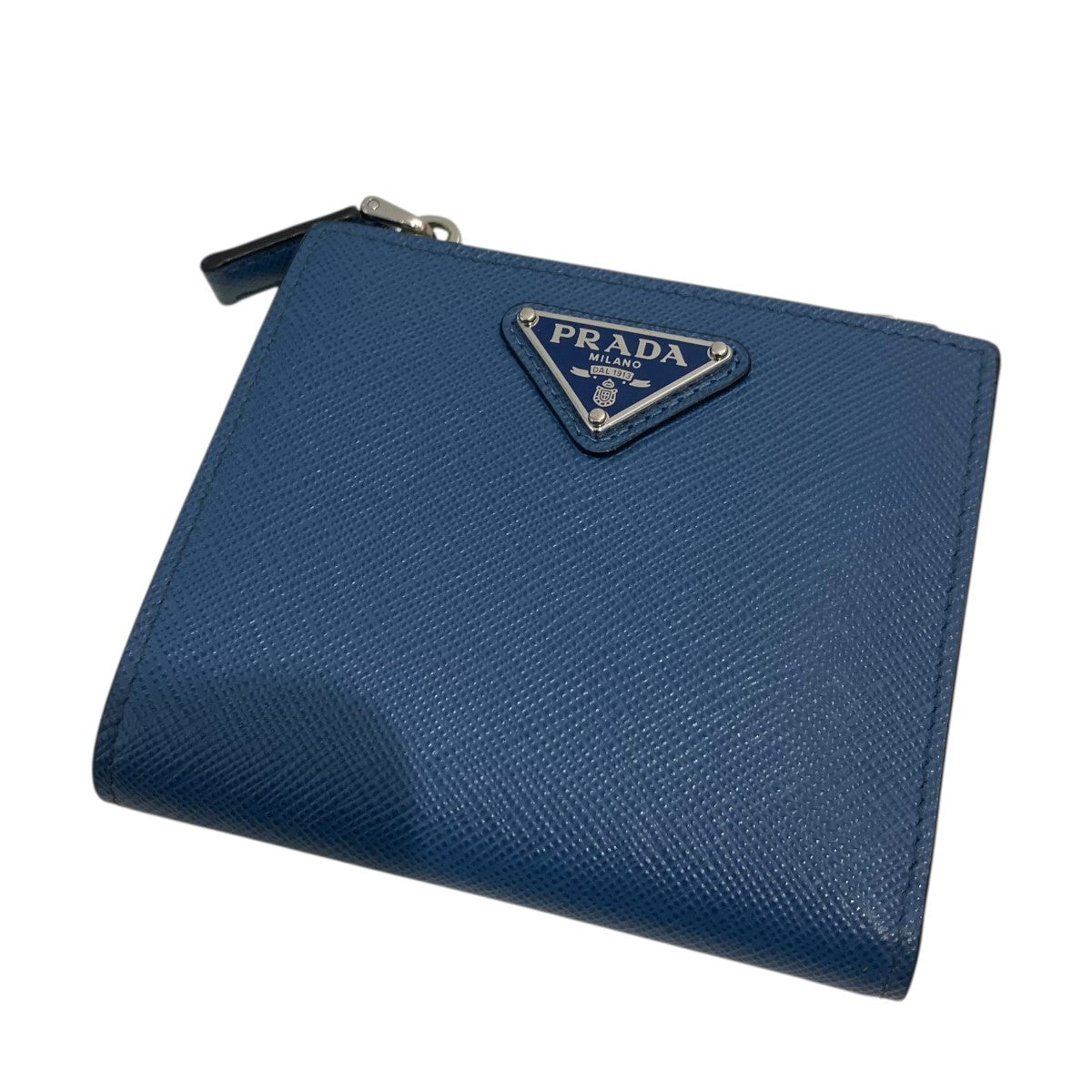 Prada Triangle Plate Bifold Wallet Navy - Pre-owned