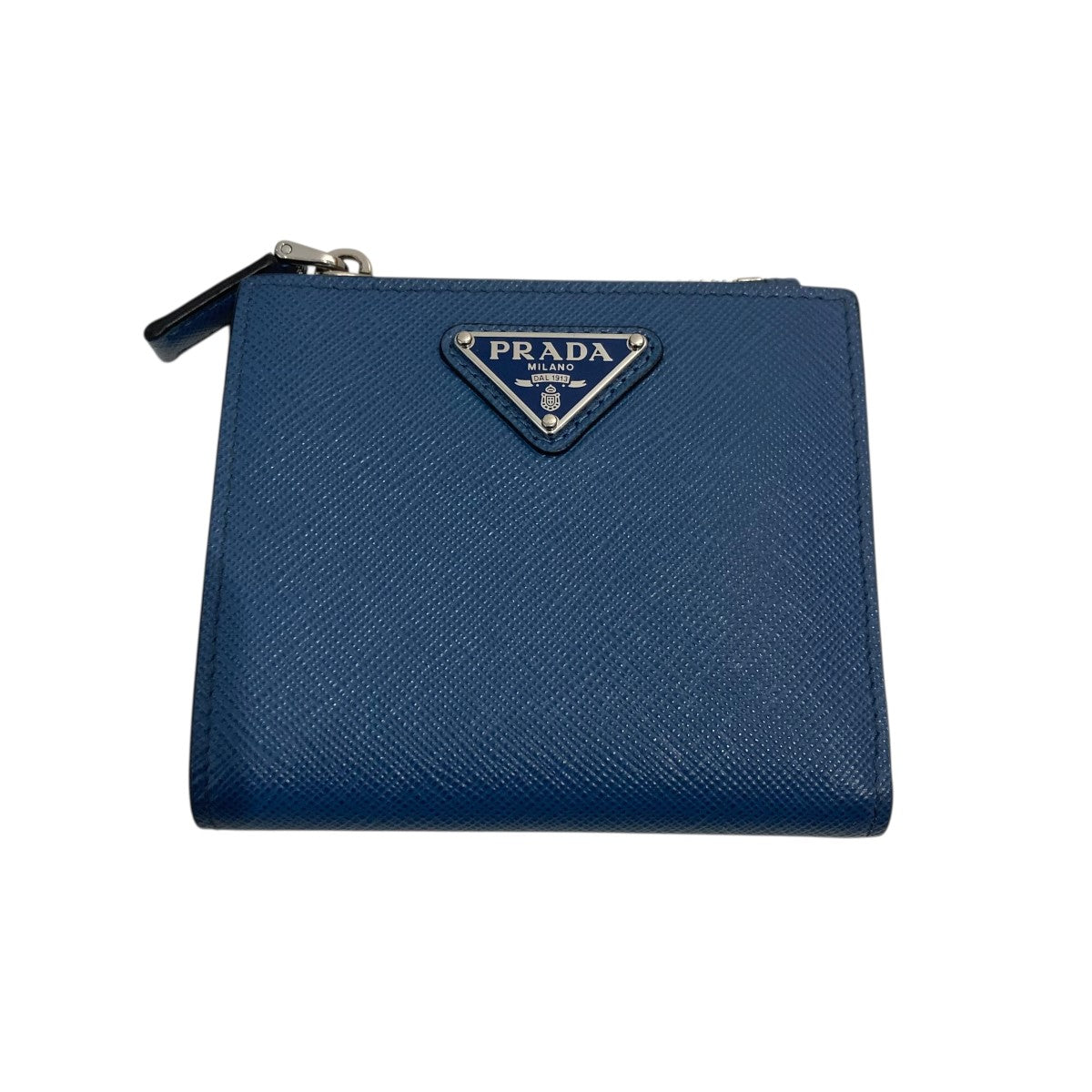 Prada Triangle Plate Bifold Wallet Navy - Pre-owned
