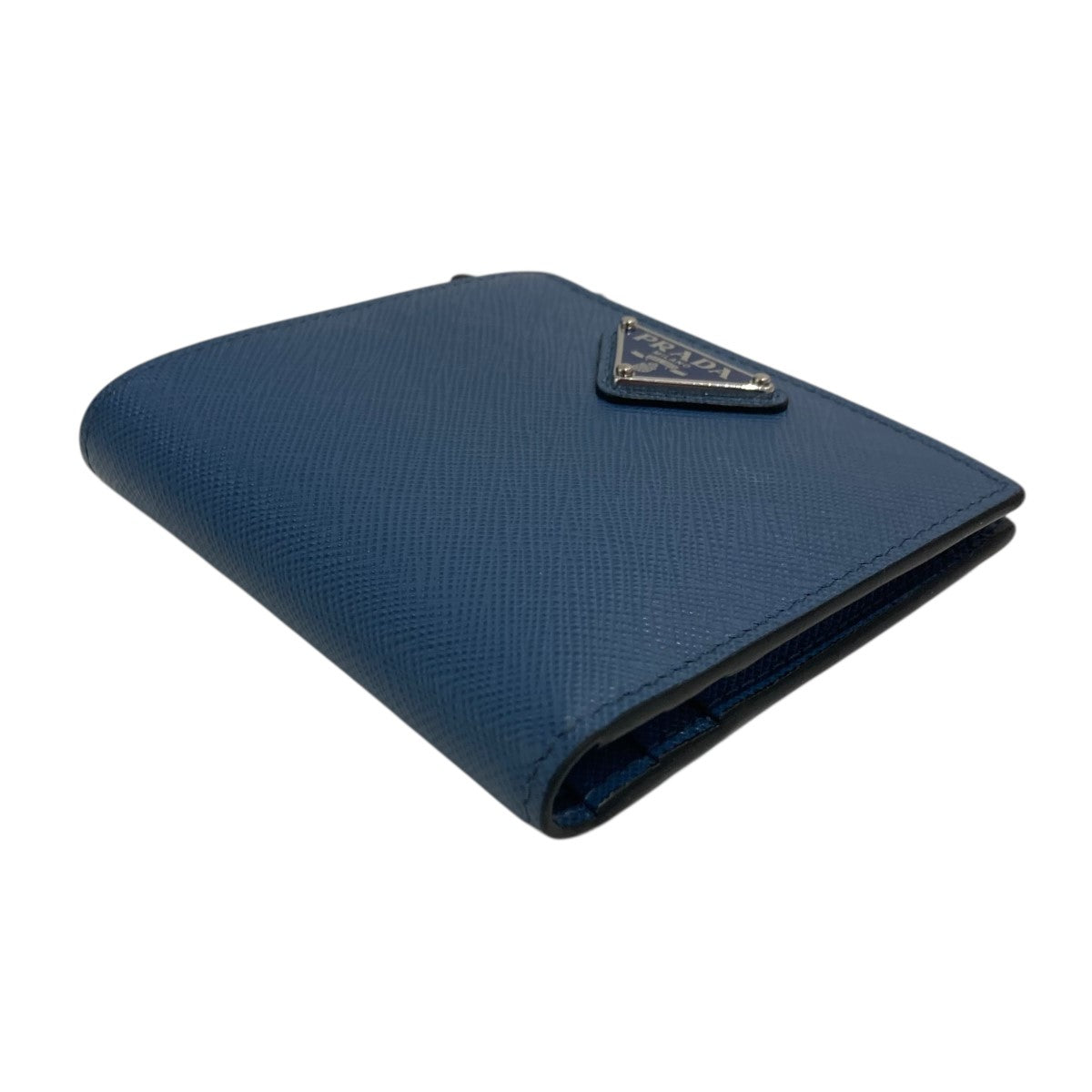 Prada Triangle Plate Bifold Wallet Navy - Pre-owned