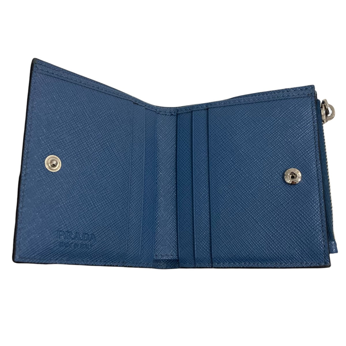 Prada Triangle Plate Bifold Wallet Navy - Pre-owned