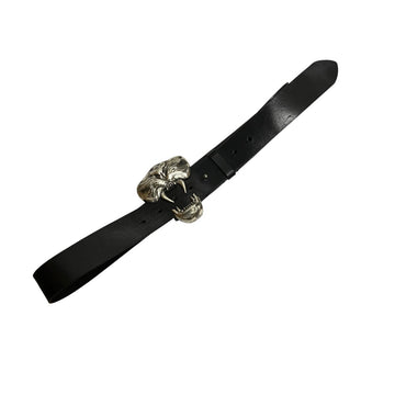 Diesel Tiger Buckle Leather Belt Black - Pre-owned