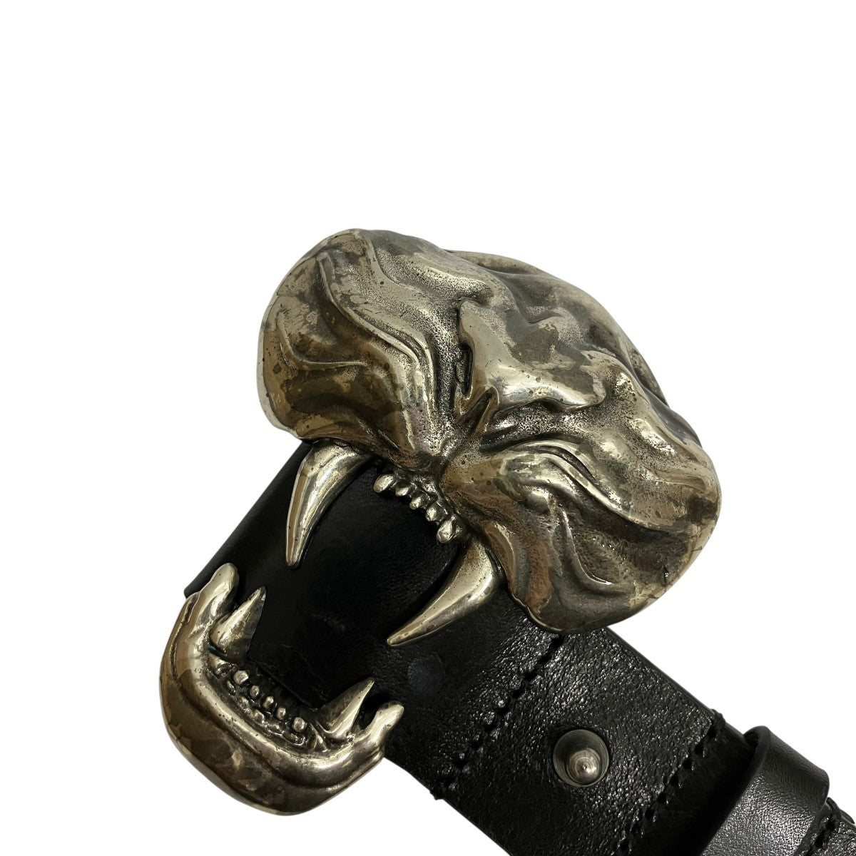 Diesel Tiger Buckle Leather Belt Black - Pre-owned