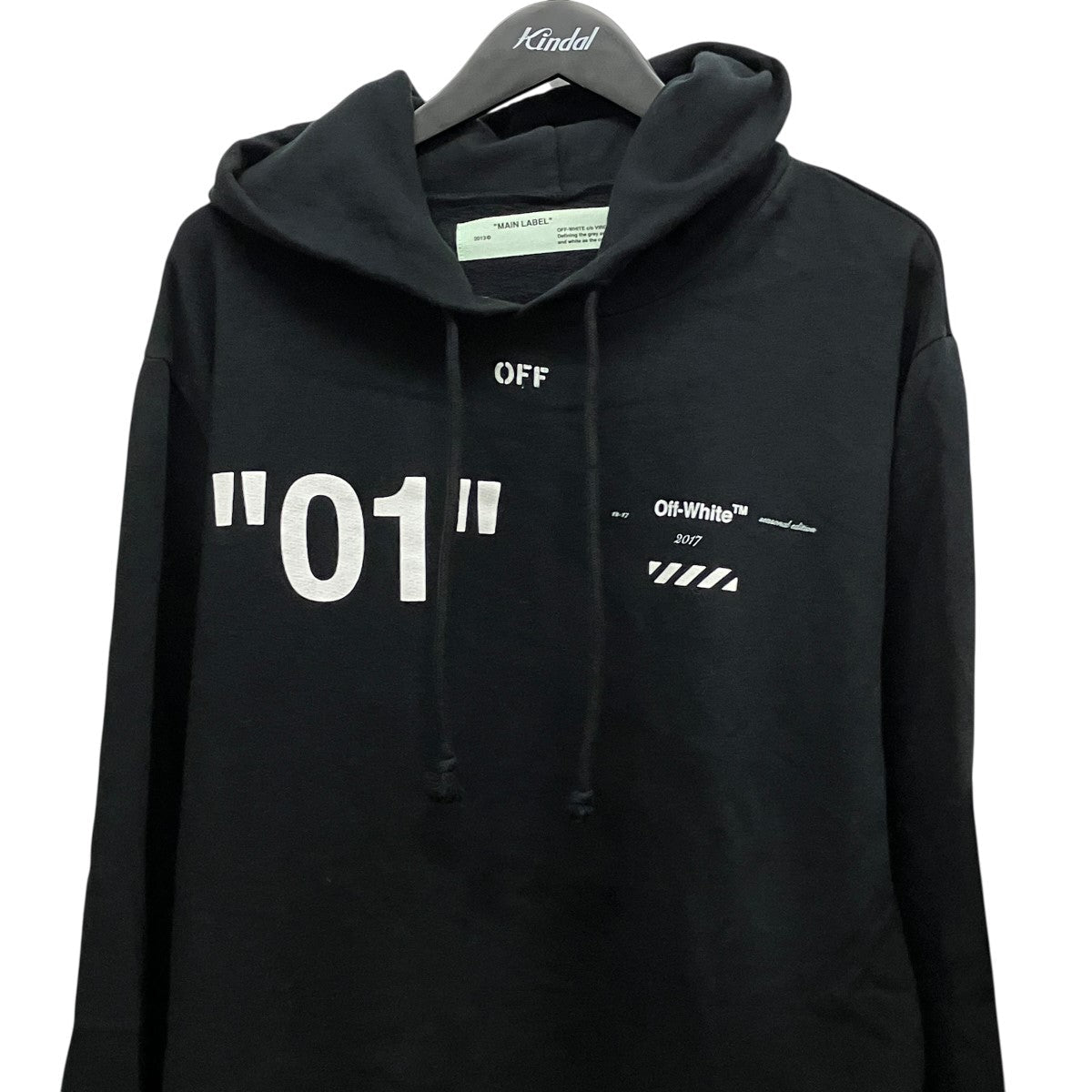 Off-White 01 Diagonal Hoodie Black - Pre-owned