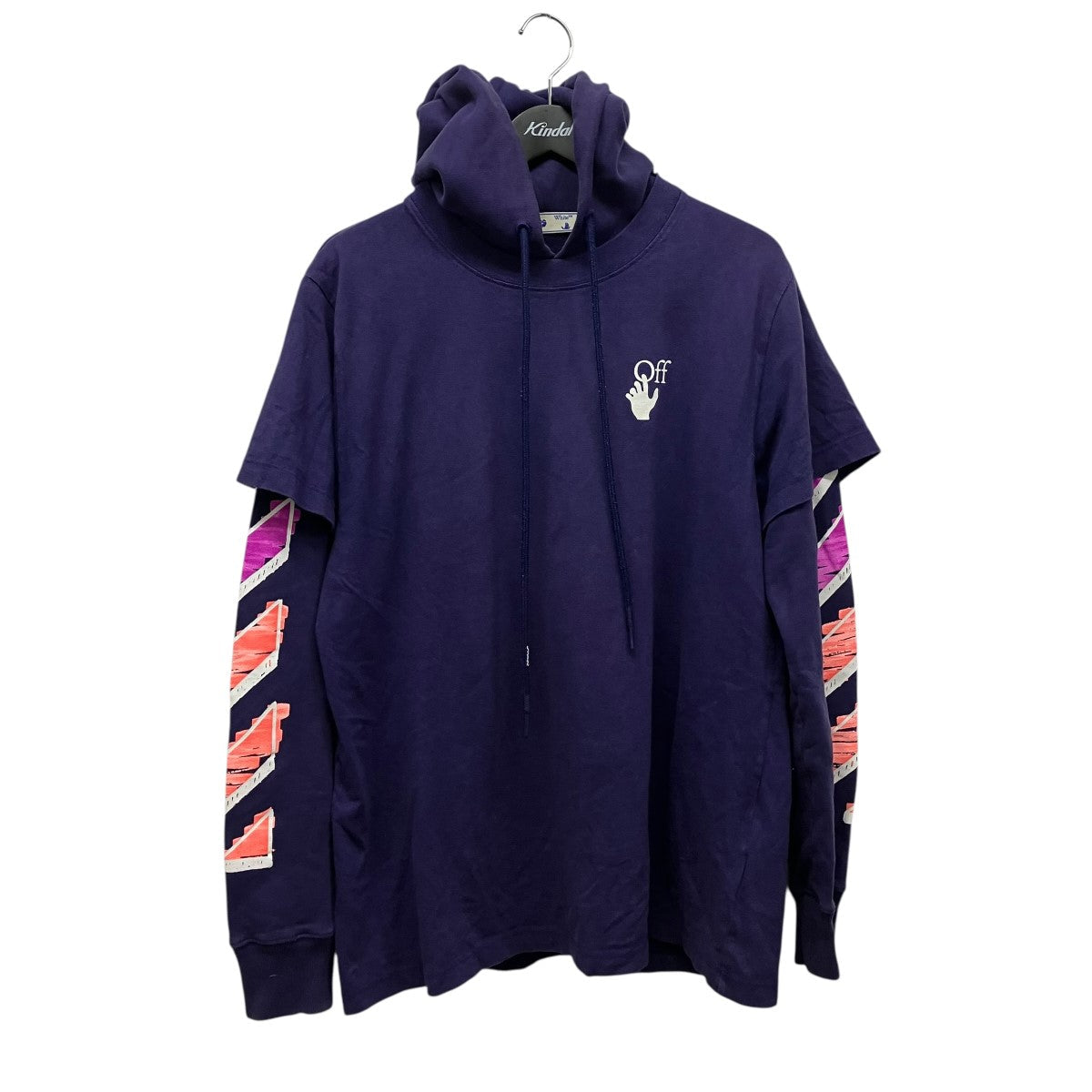 Off-White Marker Arrow Layered Hoodie Back Print Layered Hoodie Purple - Pre-owned