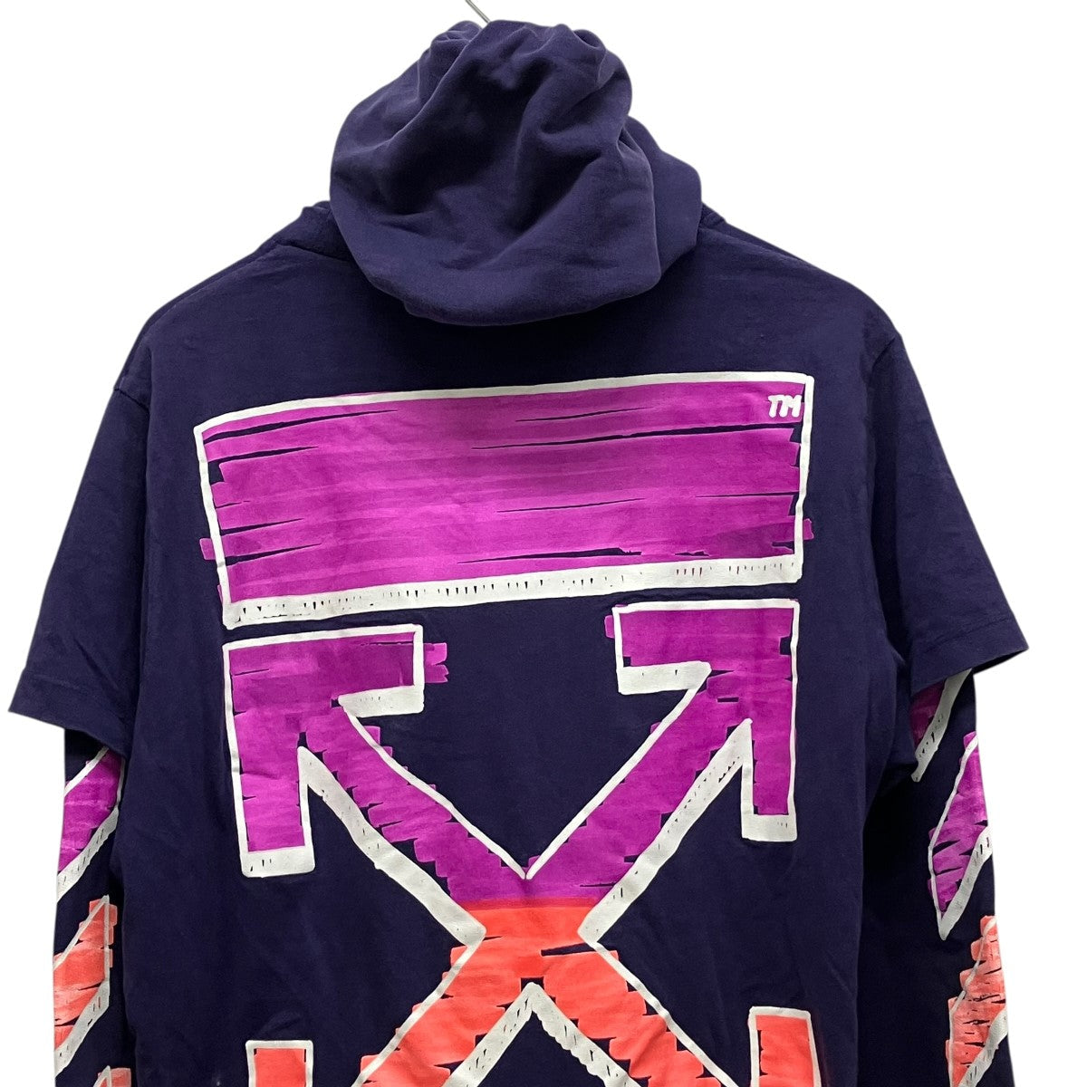 Off-White Marker Arrow Layered Hoodie Back Print Layered Hoodie Purple - Pre-owned