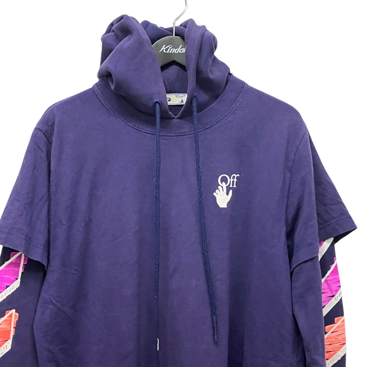 Off-White Marker Arrow Layered Hoodie Back Print Layered Hoodie Purple - Pre-owned