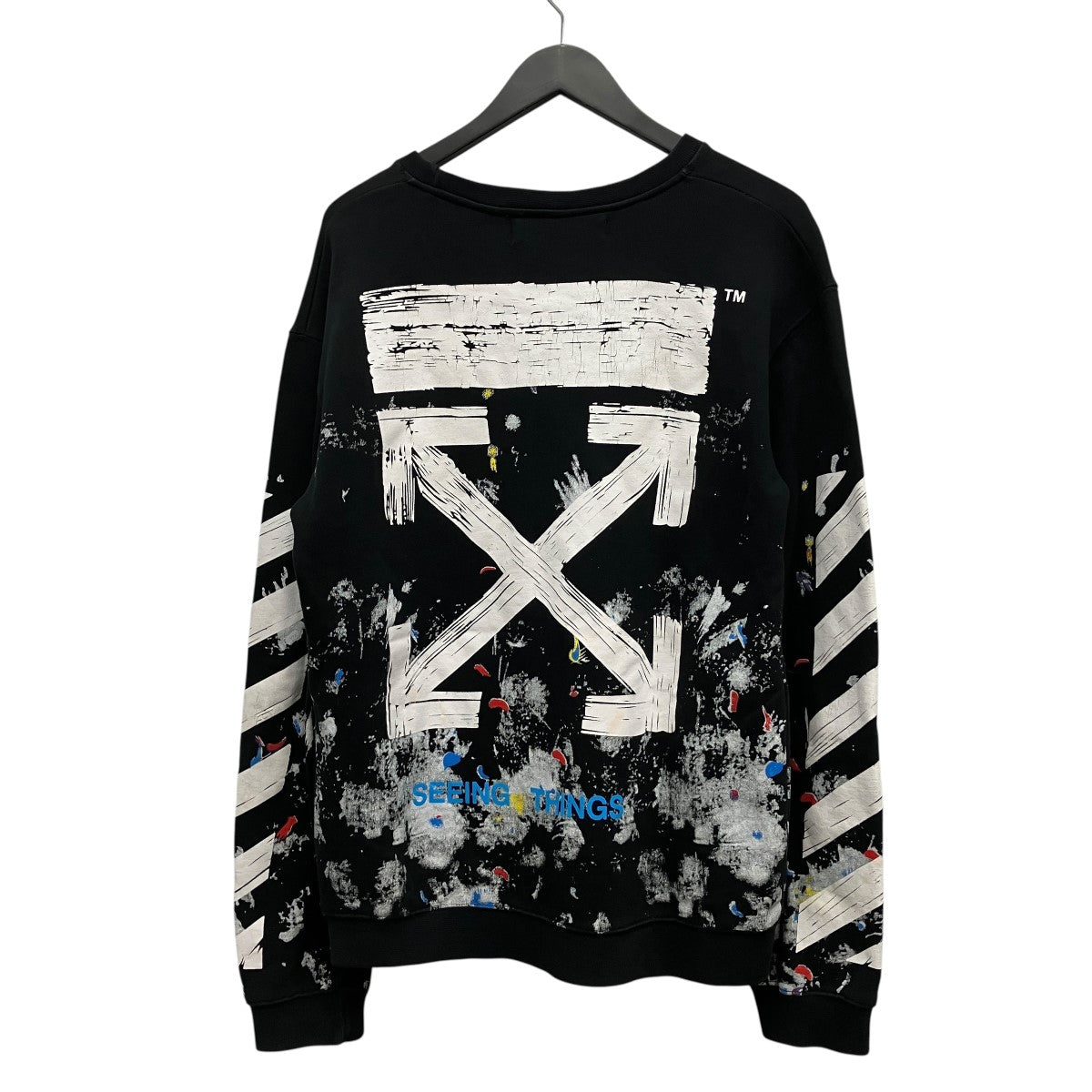 Off-White Logo Paint Sweatshirts Black - Pre-owned