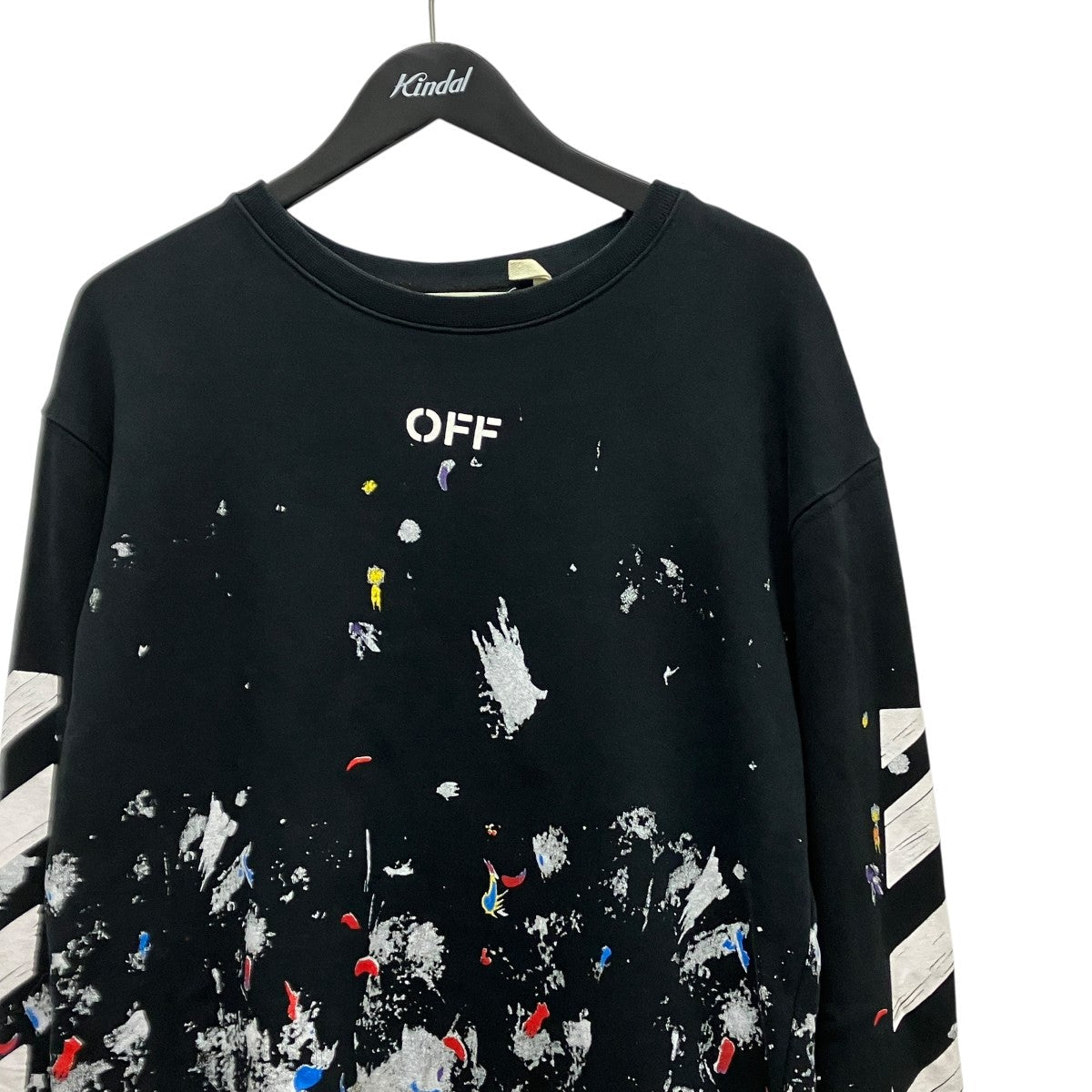 Off-White Logo Paint Sweatshirts Black - Pre-owned