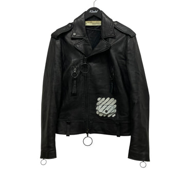 Off-White Bias Spray Logo Double Rider Jacket Black - Pre-owned
