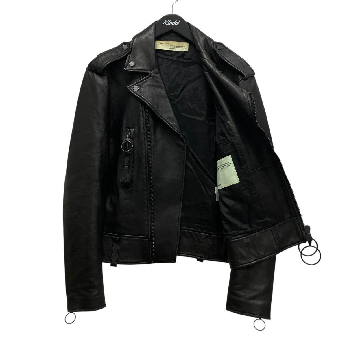 Off-White Bias Spray Logo Double Rider Jacket Black - Pre-owned