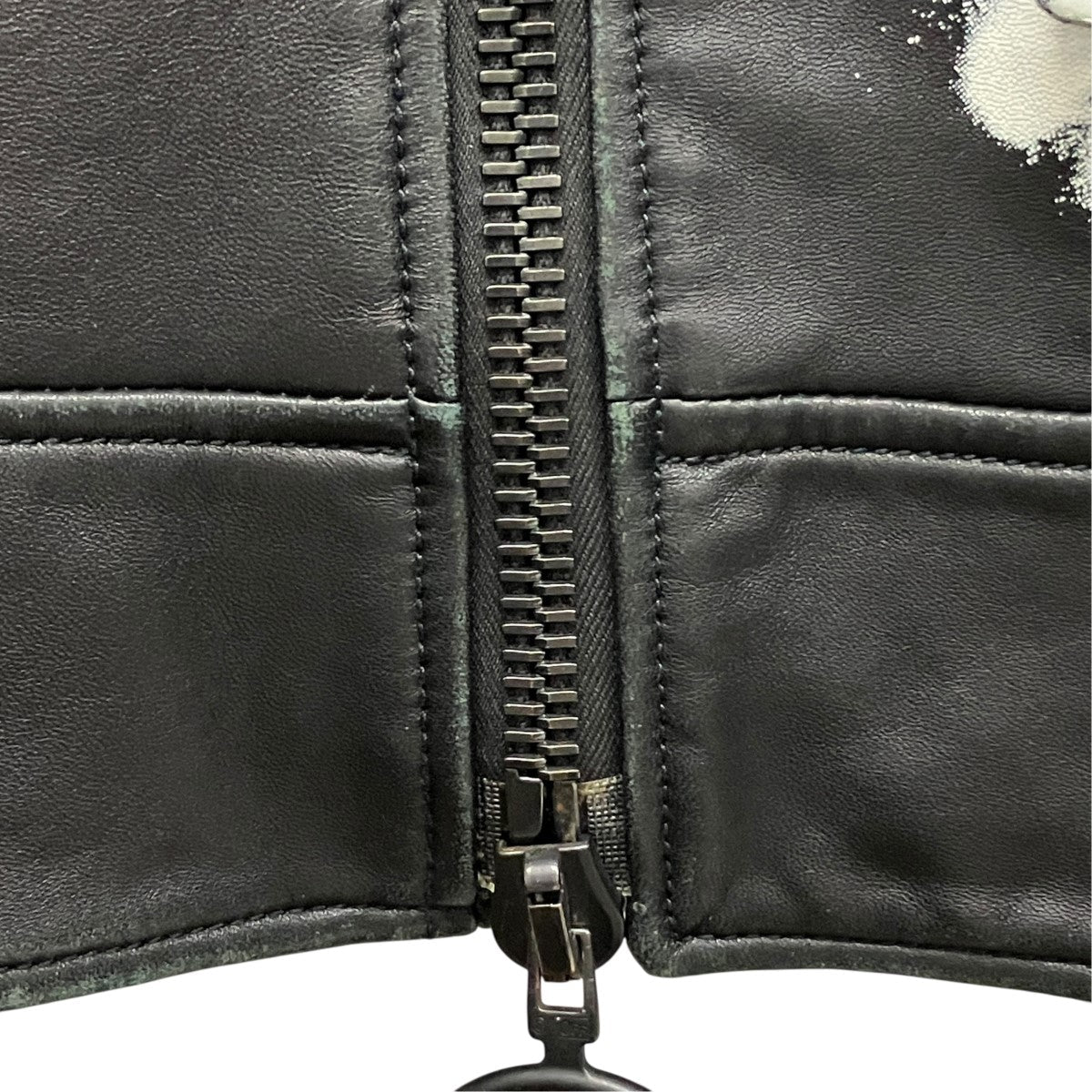 Off-White Bias Spray Logo Double Rider Jacket Black - Pre-owned