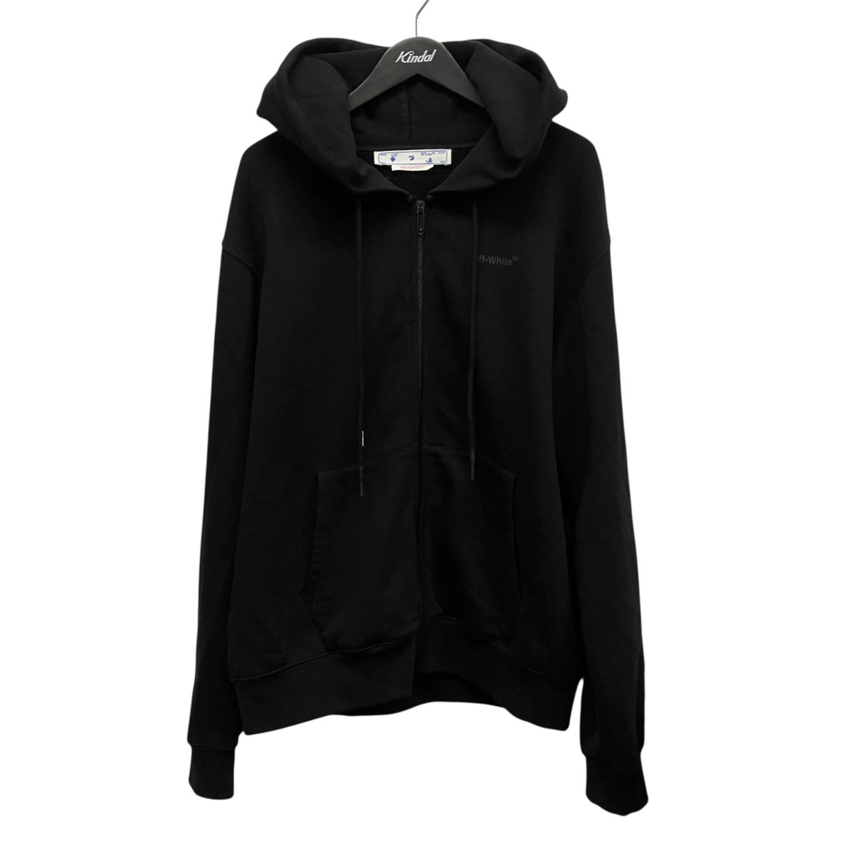 Off-White Hooded Zip Up Hoodie Black - Pre-owned