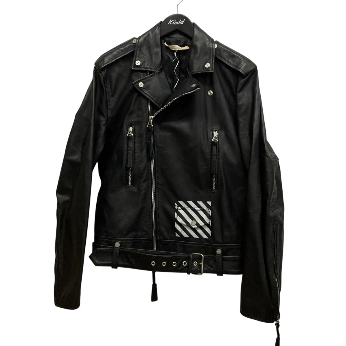 Off-White Back Logo Double Rider Jacket Black - Pre-owned