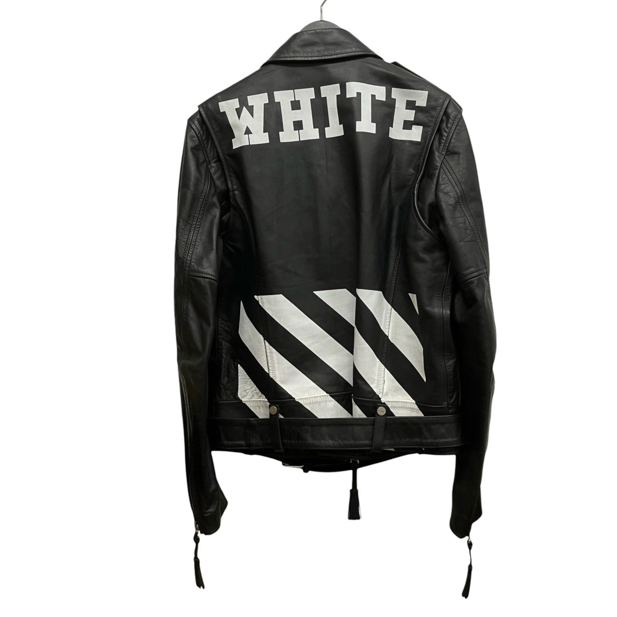 Off-White Back Logo Double Rider Jacket Black - Pre-owned