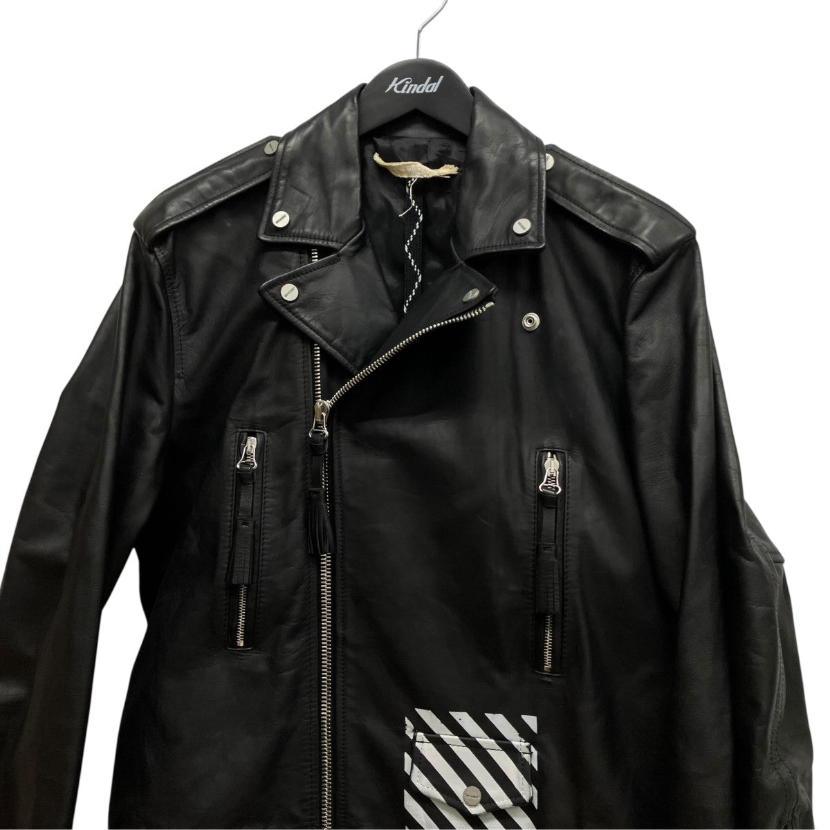 Off-White Back Logo Double Rider Jacket Black - Pre-owned
