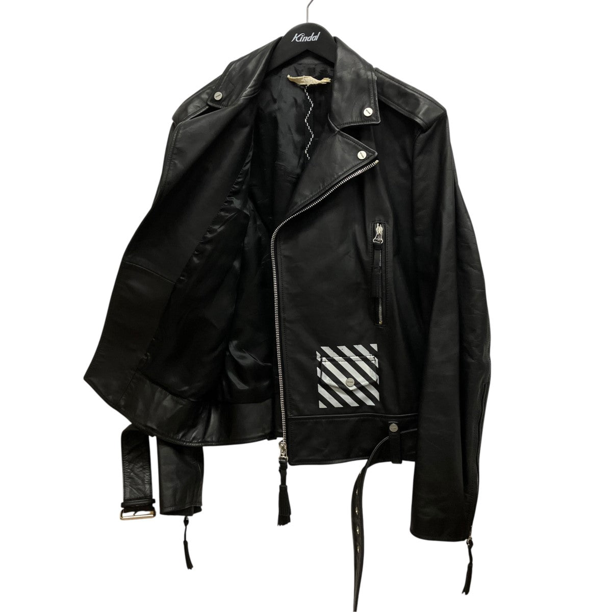 Off-White Back Logo Double Rider Jacket Black - Pre-owned