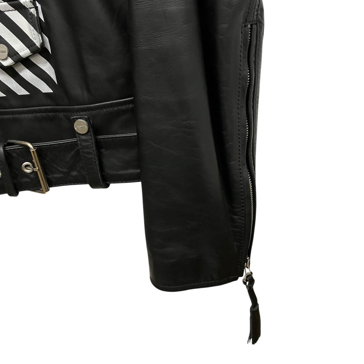 Off-White Back Logo Double Rider Jacket Black - Pre-owned