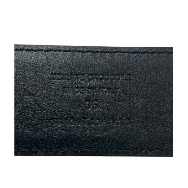 Tom Ford T Buckle Embossed Leather Belt Black Gold - Pre-owned