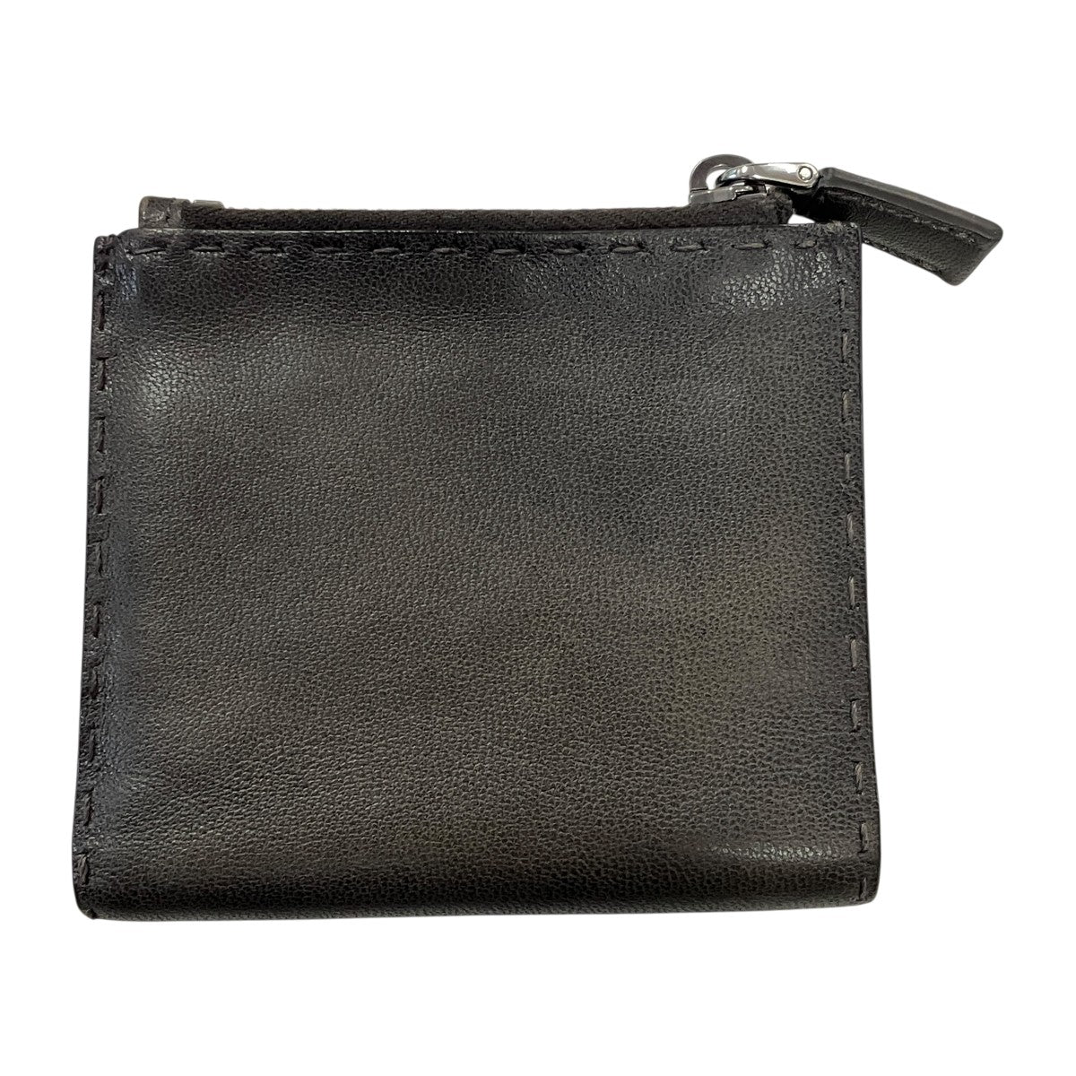 Prada Leather Small Leather Compact Wallet Graphite - Pre-owned