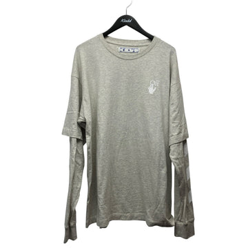 Off-White Double Sleeve Diagonal Cut Here Tee Long Top Gray - Pre-owned