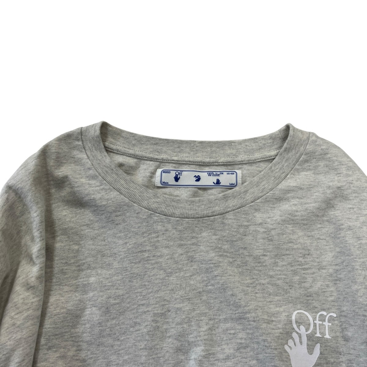 Off-White Double Sleeve Diagonal Cut Here Tee Long Top Gray - Pre-owned