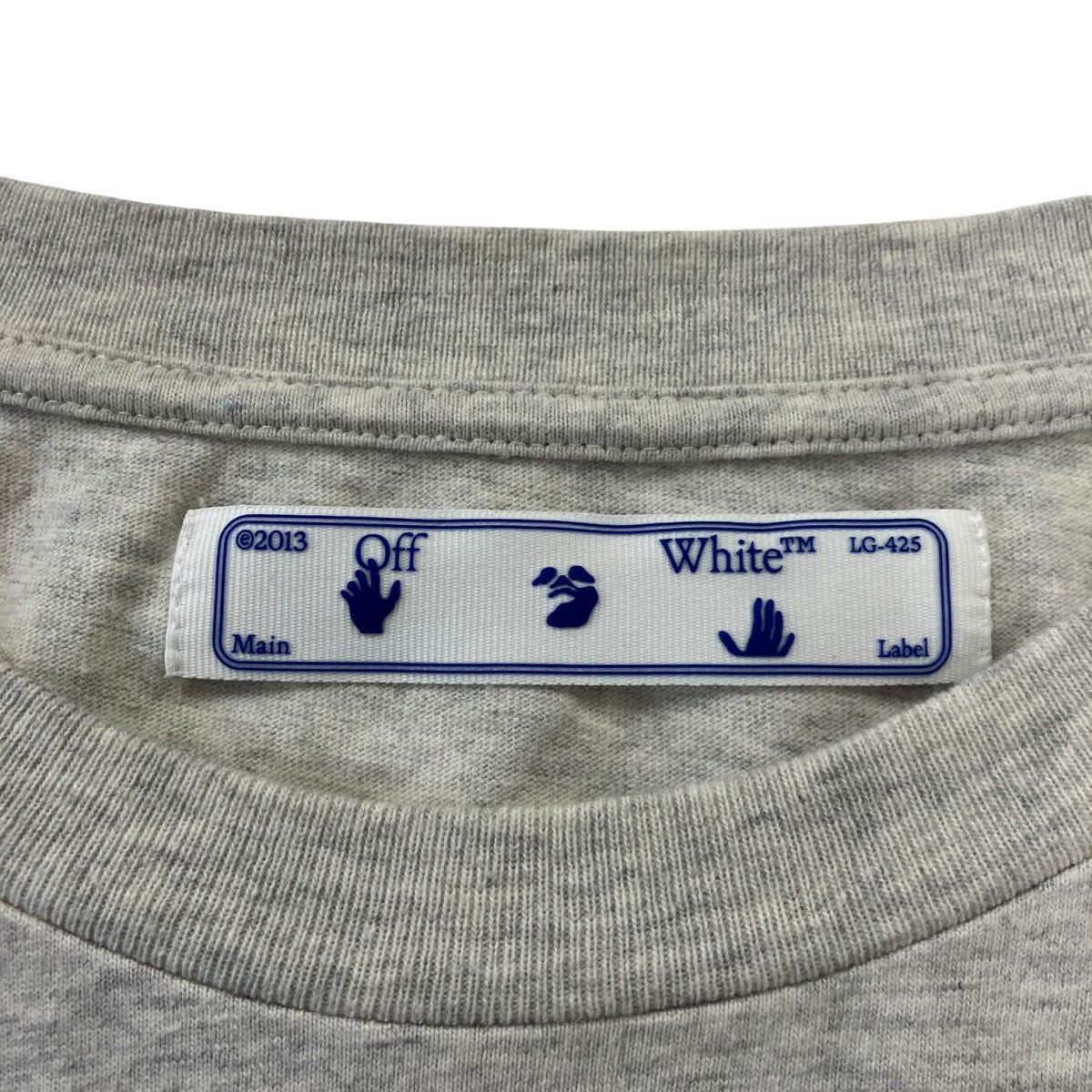 Off-White Double Sleeve Diagonal Cut Here Tee Long Top Gray - Pre-owned