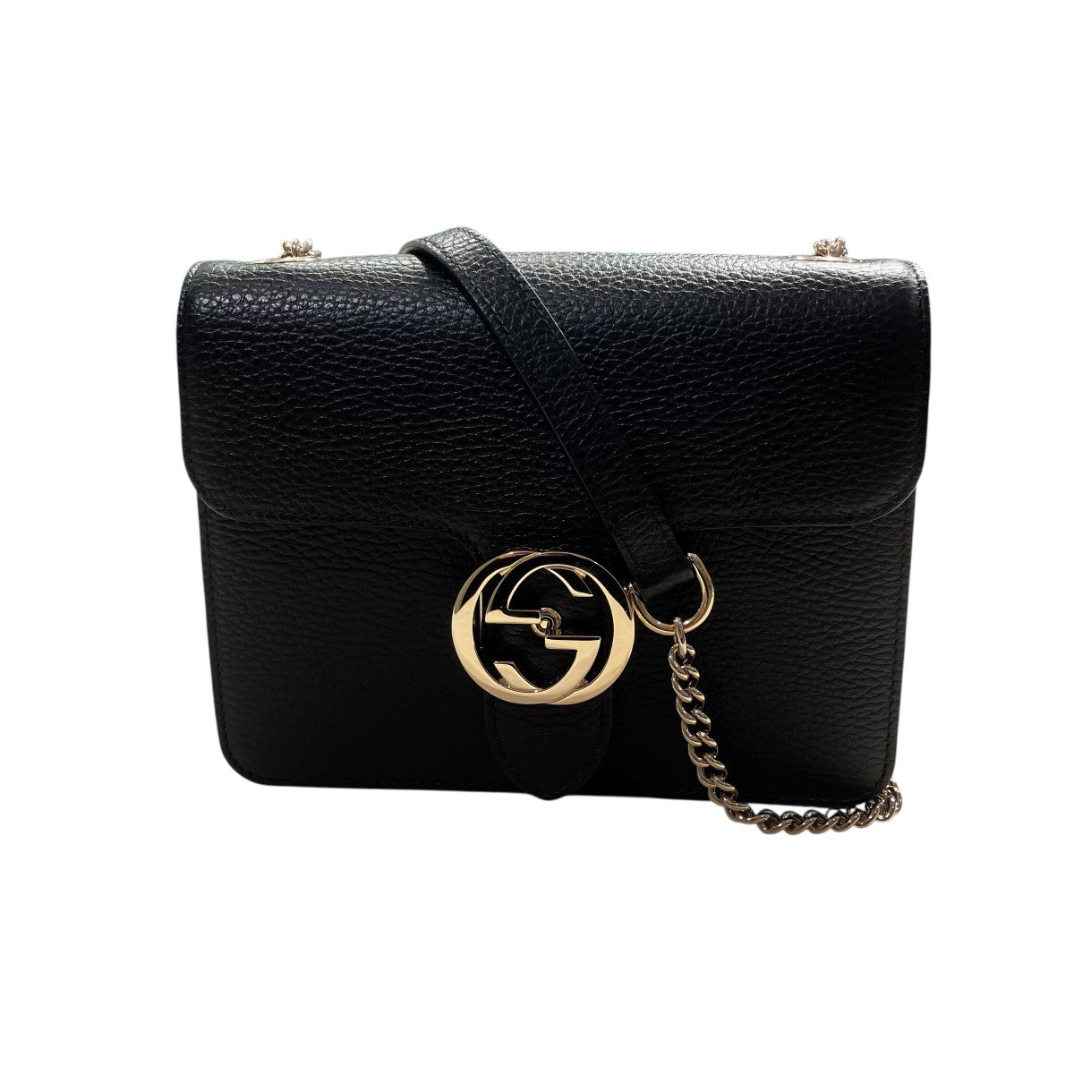 Gucci Interlocking G Shoulder Bag Black - Pre-owned