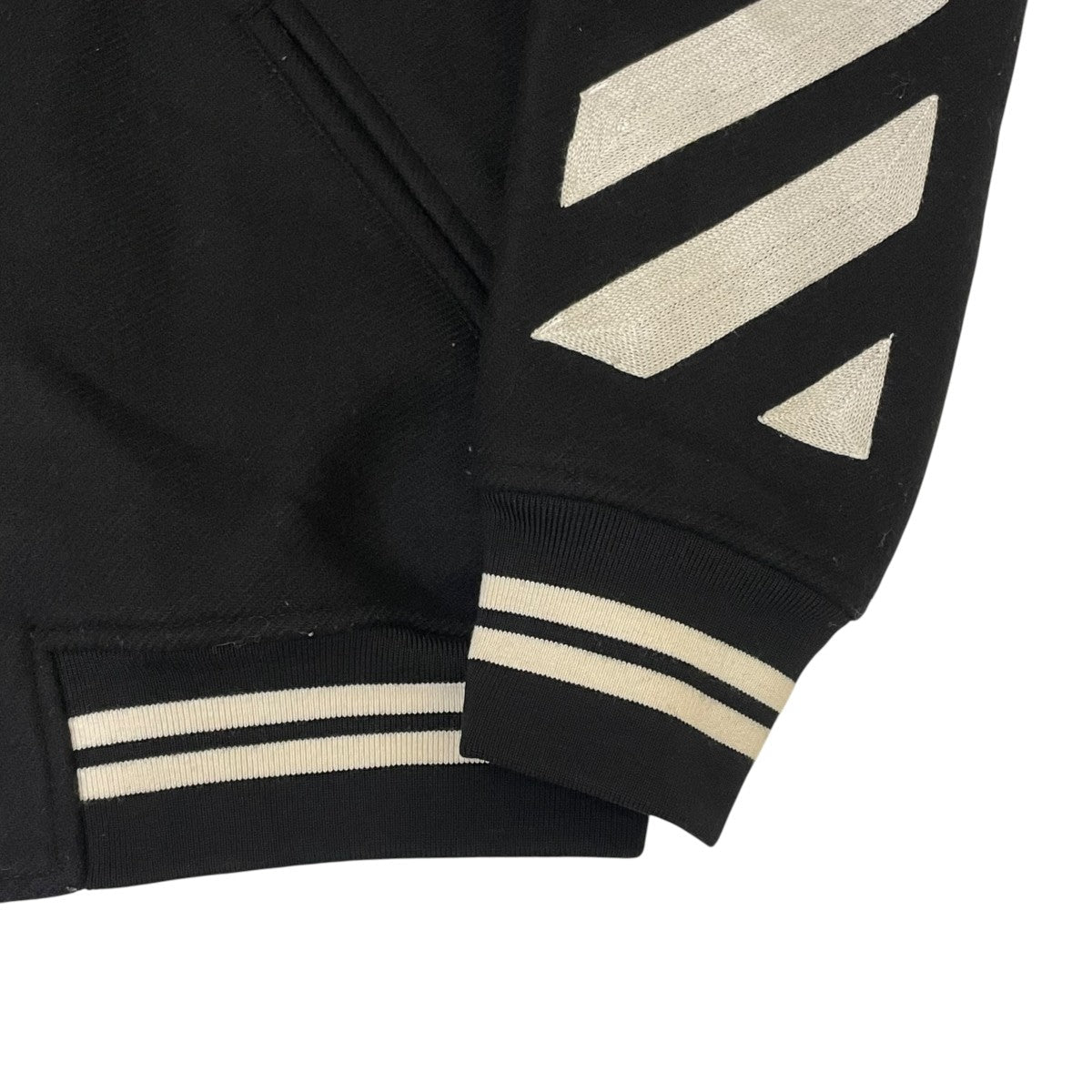 Off-White Black Wool Varsity Jacket Stadium Jacket - Pre-owned