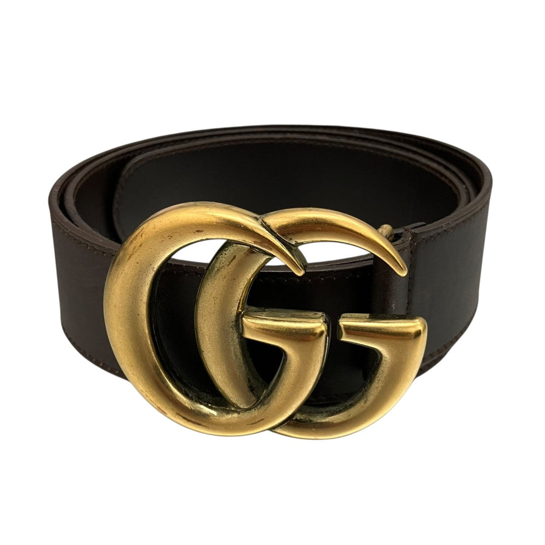 Gucci GG Marmont Buckle Belt Brown - Pre-owned