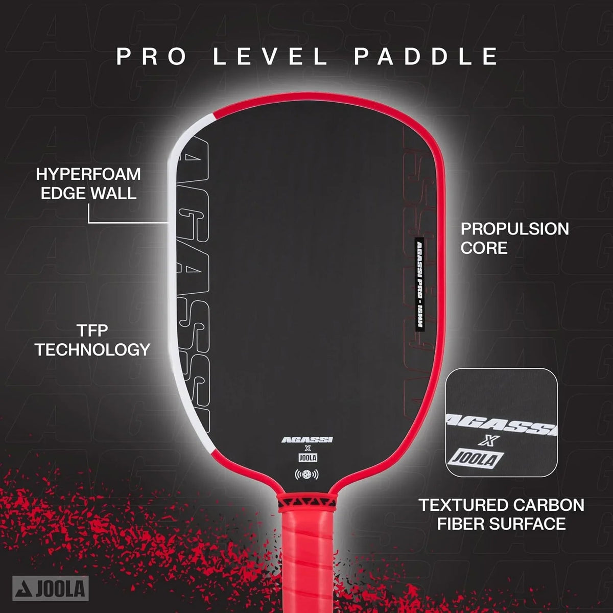JOOLA Agassi Pro 16mm Pickleball Paddle (10)