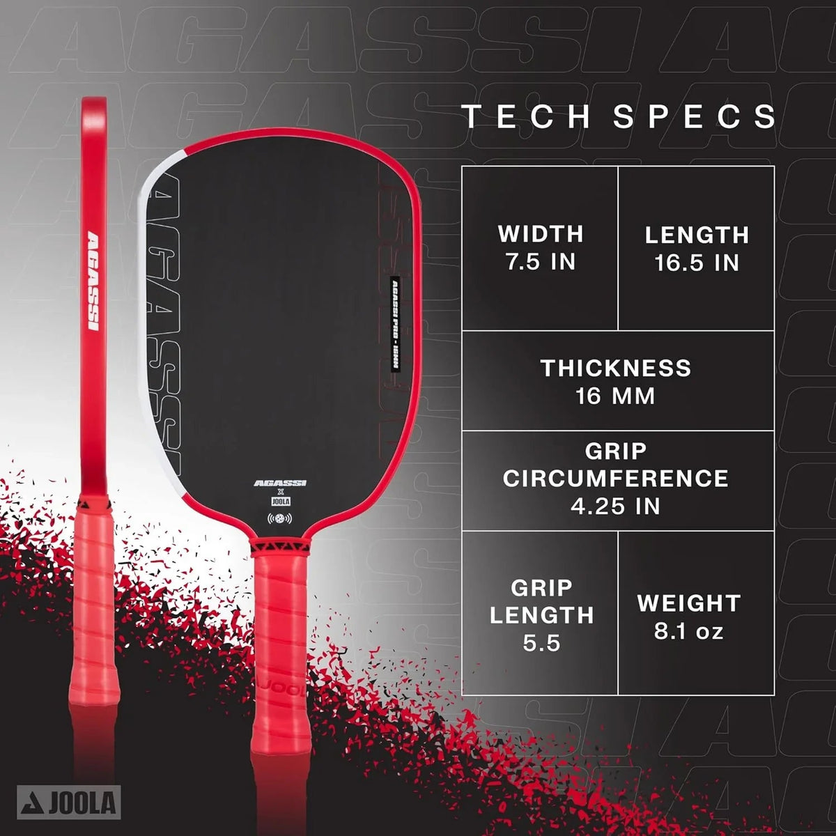 JOOLA Agassi Pro 16mm Pickleball Paddle (9)