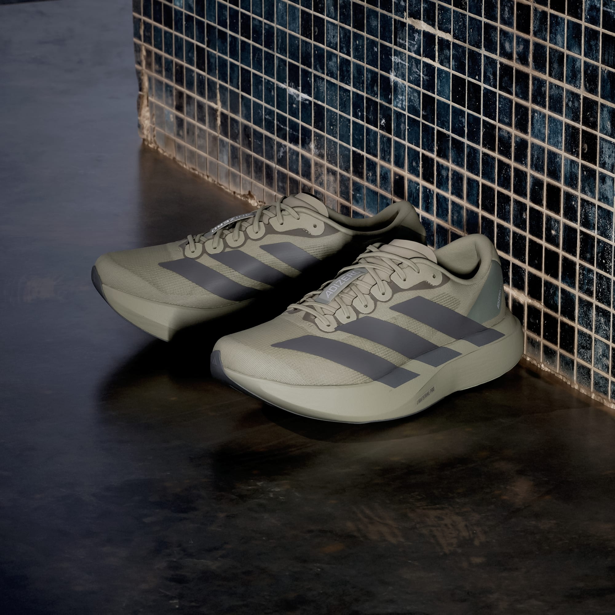 Adidas Adizero Evo SL running shoes in Silver Pebble Iron Metallic