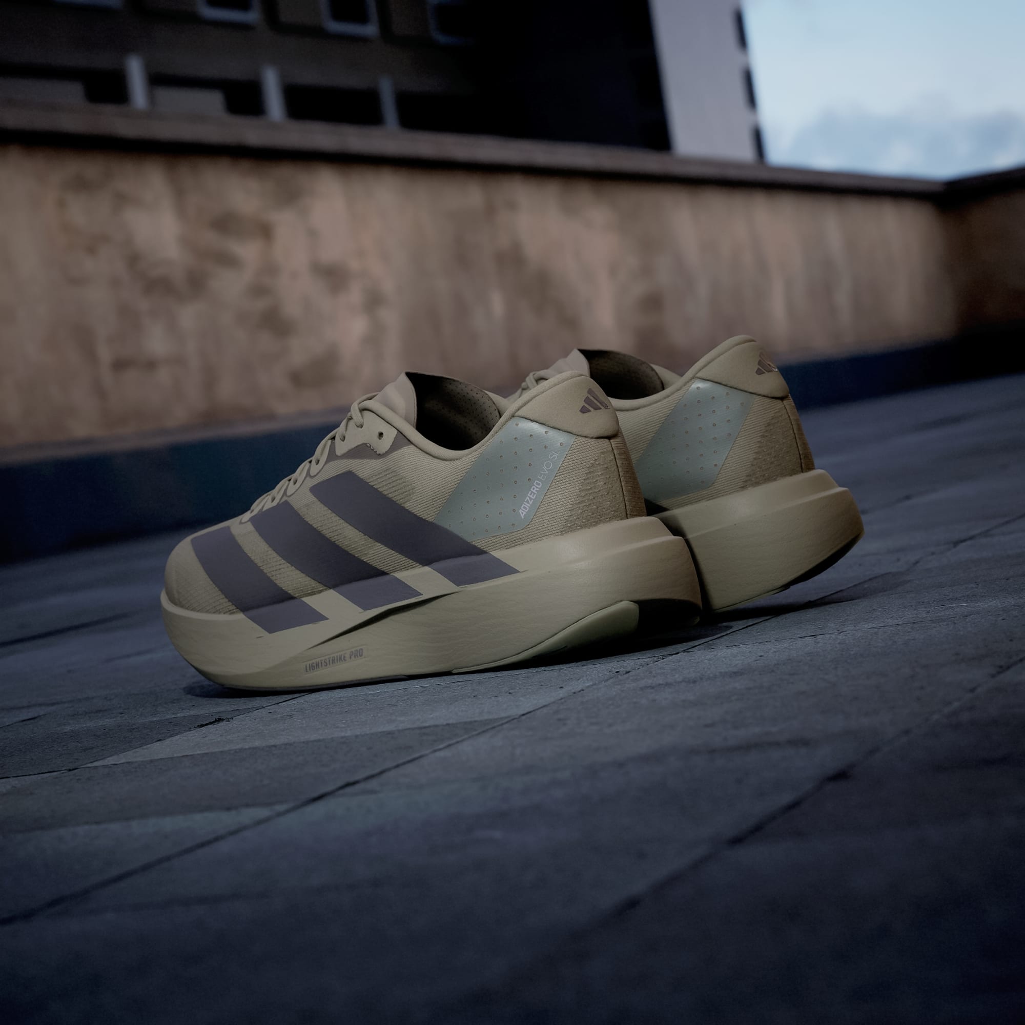 Adidas Adizero Evo SL running shoes in Silver Pebble Iron Metallic