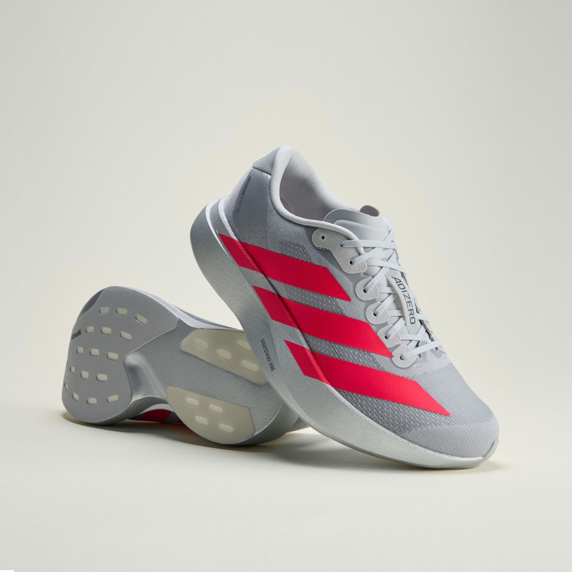 Adidas Adizero Evo SL running shoes in Silver Metallic Lucid Red