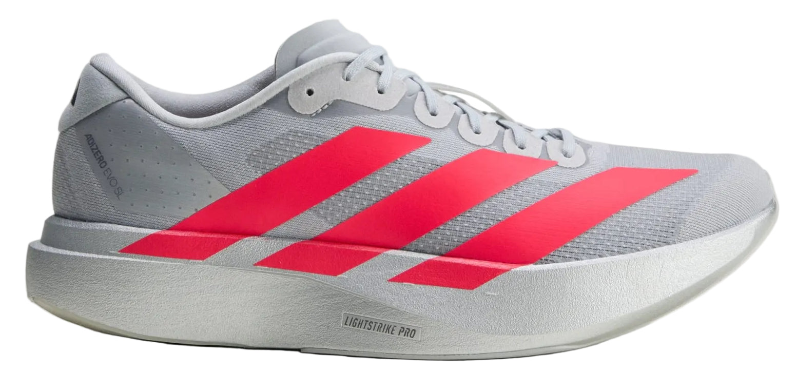 Adidas Adizero Evo SL running shoes in Silver Metallic Lucid Red