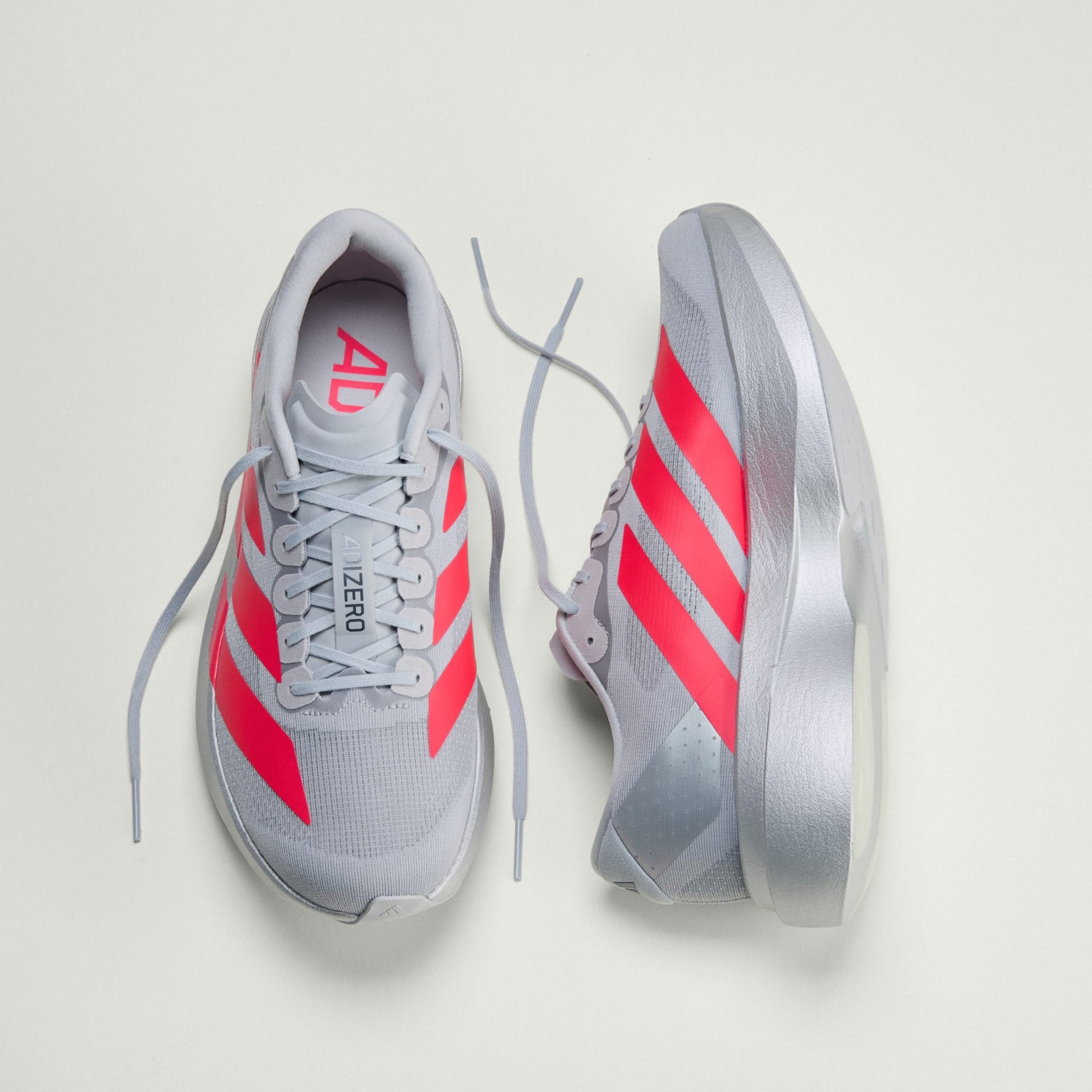 Adidas Adizero Evo SL running shoes in Silver Metallic Lucid Red