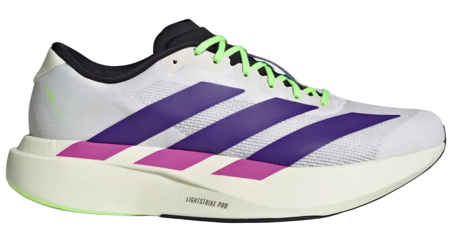 Adidas Adizero Evo SL running shoes in Collegiate Purple Lime Burst