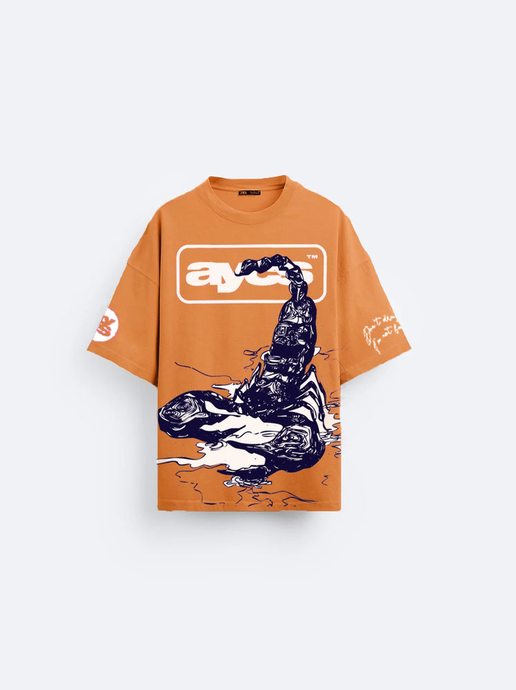 Stinger Scorpion Oversized T-Shirt (Orange)- AYCS