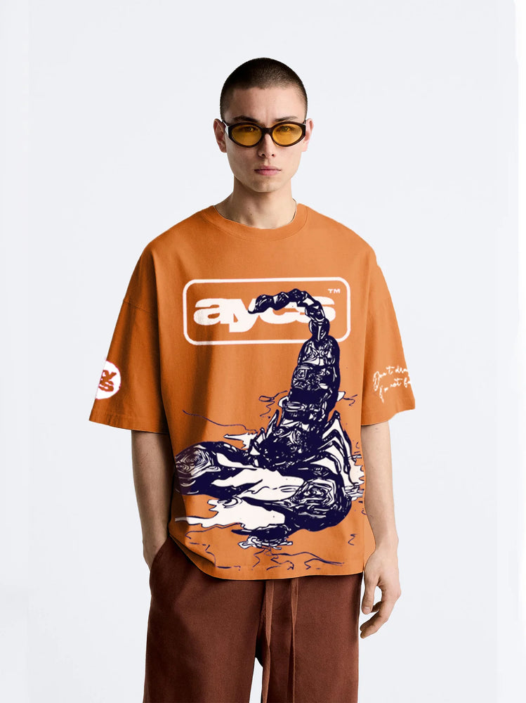 Stinger Scorpion Oversized T-Shirt (Orange)- AYCS