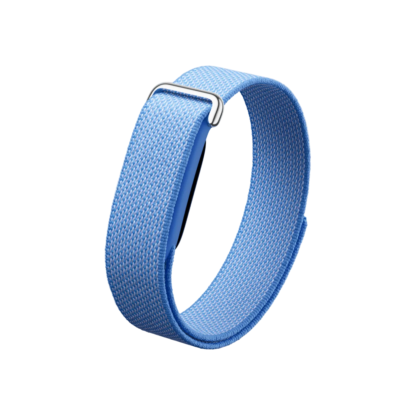 Blue woven band on a light gray background